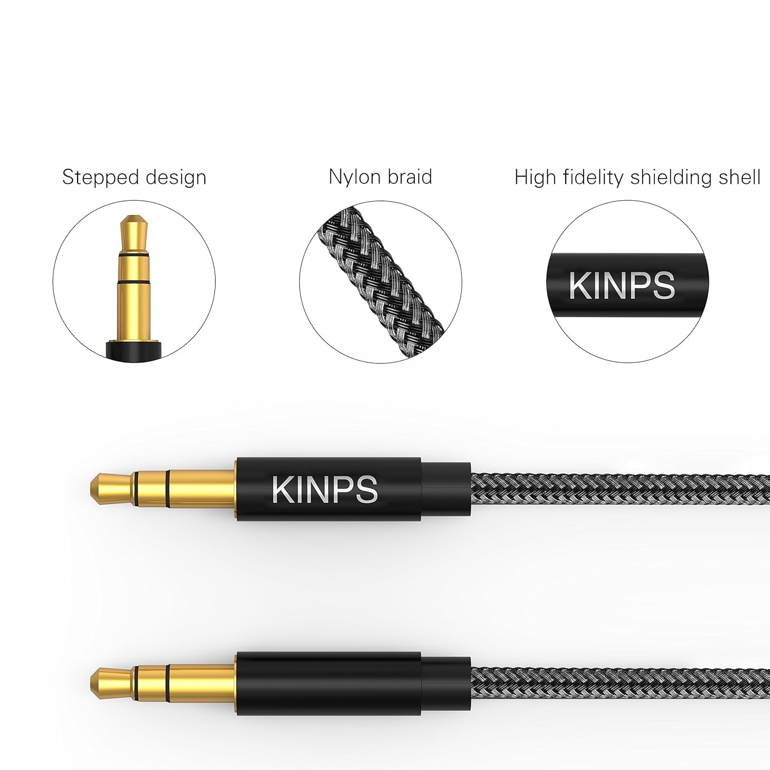 Audio Auxiliary Stereo Audio Cable 3.5Mm Stereo Jack Male to Male, Stereo Jack Cord for Phones, Headphones, Speakers, Tablets, Pcs, MP3 Players and More (4FT/1.2M, Black)